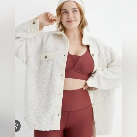 aerie Jackets & Blazers - Offline By Aerie Button Up Sherpa Shacket Jacket Off White Size Medium Oversized